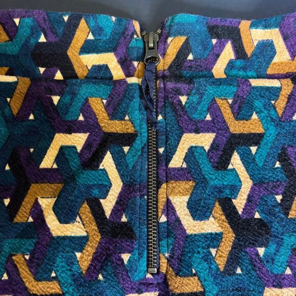 Maeve Print  Pencil Skirt Turquoise  Geometric Patterns  Lined Colorful Career M - Picture 7 of 10